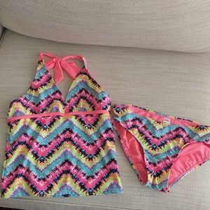 Girls 2 piece tankini Justice bathing suit